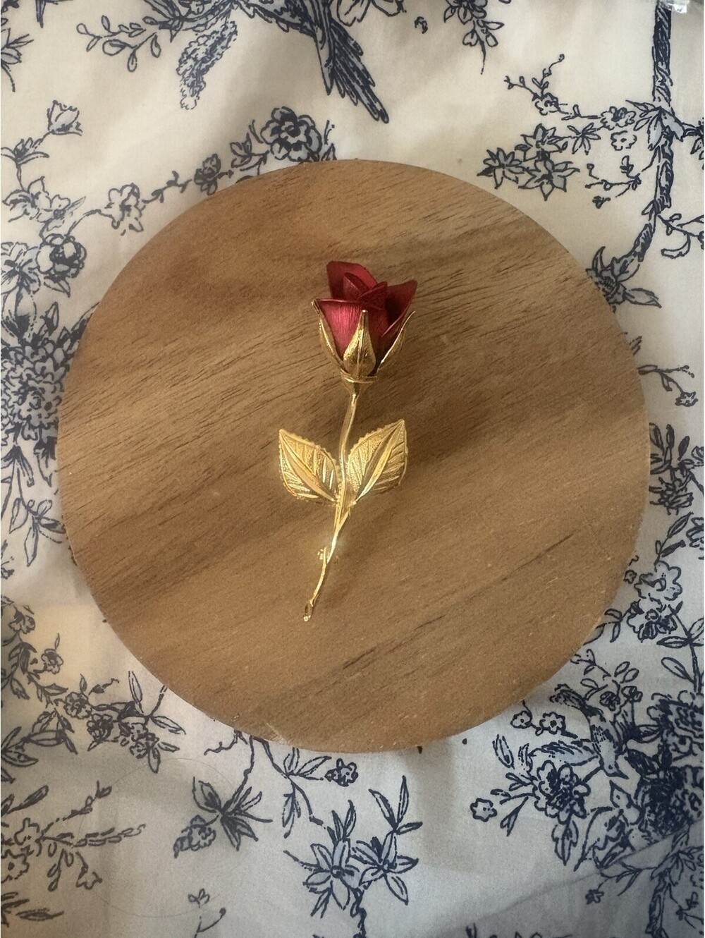 Vintage Covani Signed Red Rose Brooch
